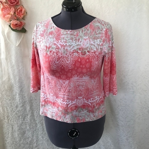 *4/$20* Chico's Multi Color Pink & Beige Top - Picture 1 of 6